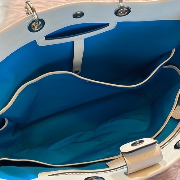 Luna by LaVoie Alex Bianco White Leather Tote Handbag - Picture 12 of 13